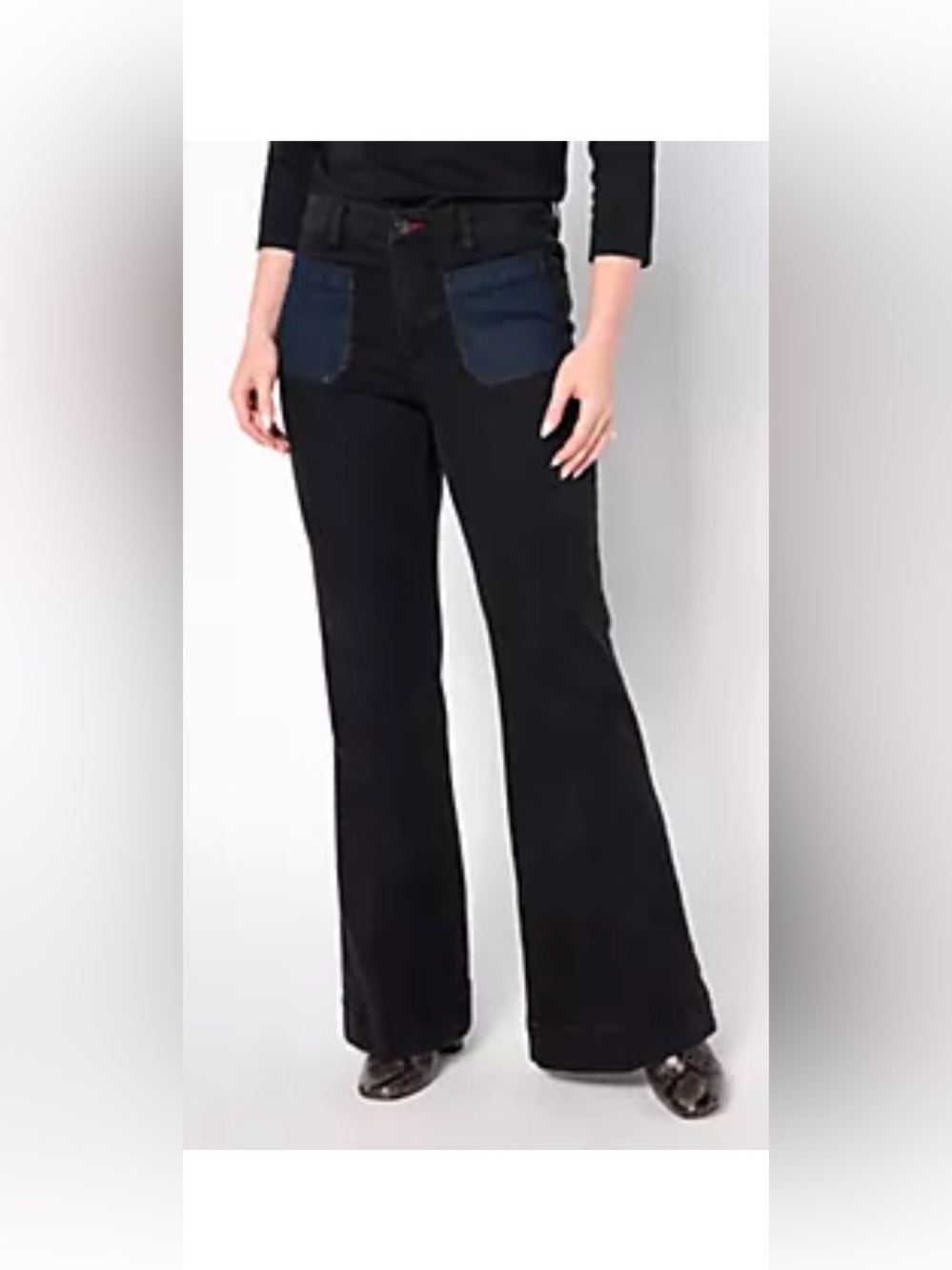 Peace Love World Regular Patch Pocket Flare Jean - Black & Blue
